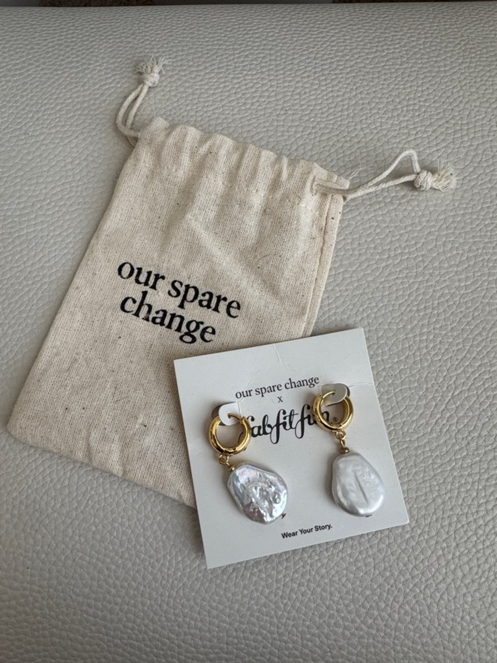 Gold Hoop Earrings with White Baroque Pearls